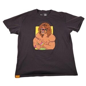 WWE Shirt Mens Medium Ultimate Warrior Cartoon Graphic Black Wrestling Tee Enjoi